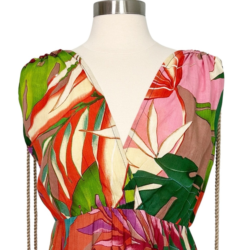 True Destinations Tropical Floral Sleeveless Midi Dress Size M - Picture 2 of 10